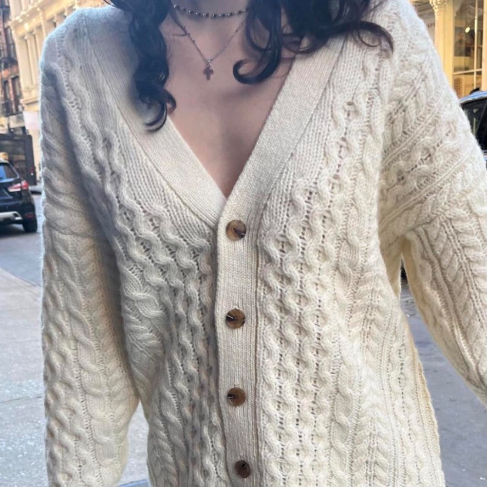 Brandy Melville Eva Heavy Wool Cable Knit Cardigan